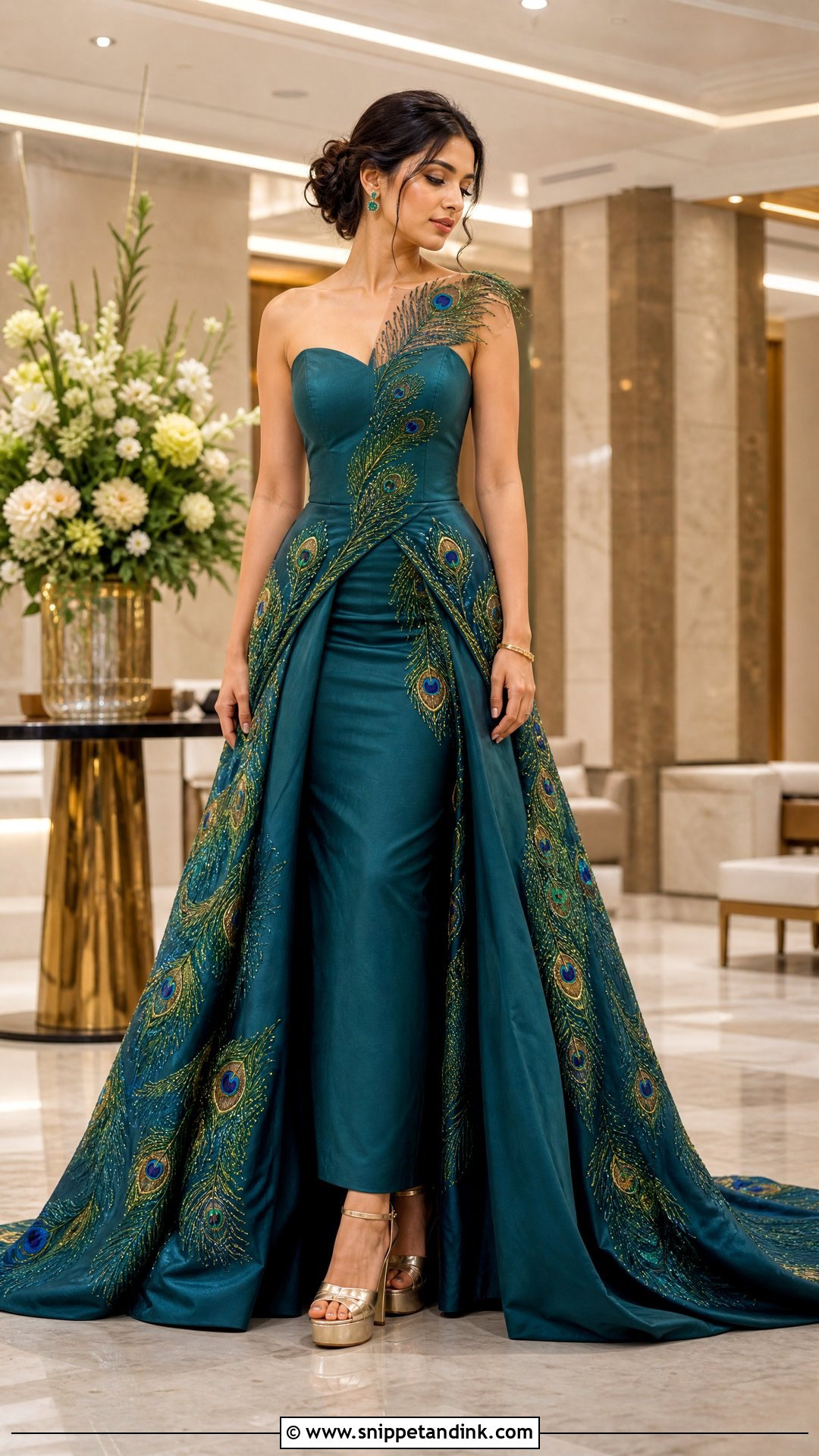 Peacock Wedding Dress With Detachable Train - Snippet and Ink - 20 Peacock Wedding Dresses