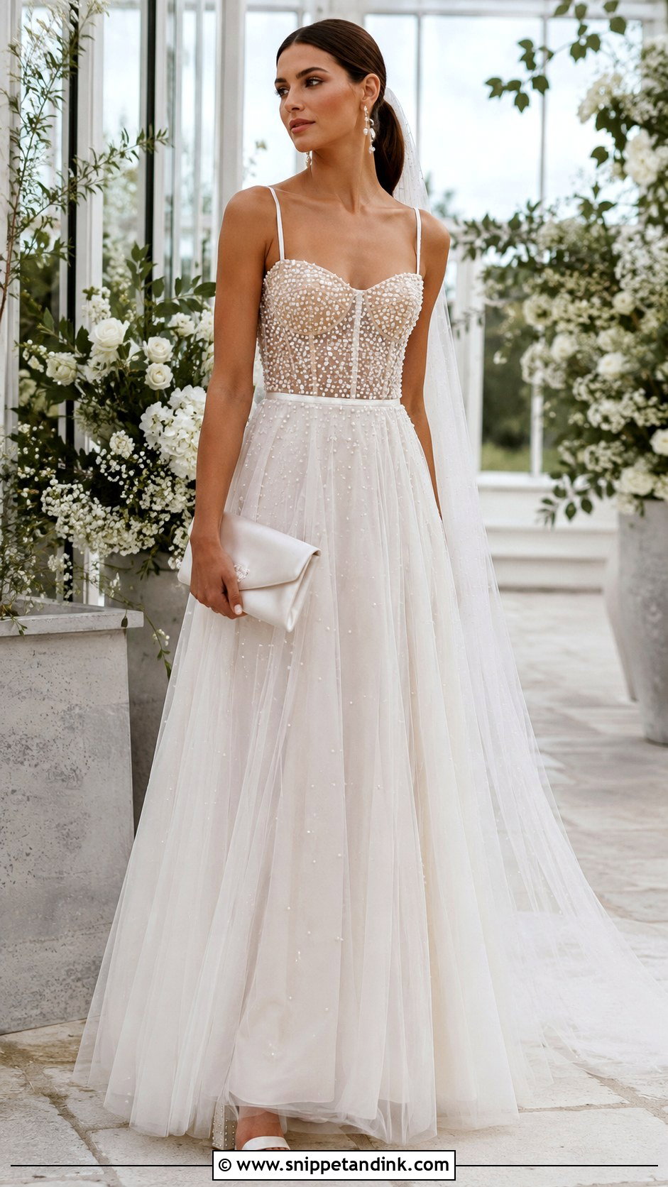 Pearl A Line Boho Glam Wedding Dress - Snippet and Ink - 20 Boho Glam Wedding Dress Ideas