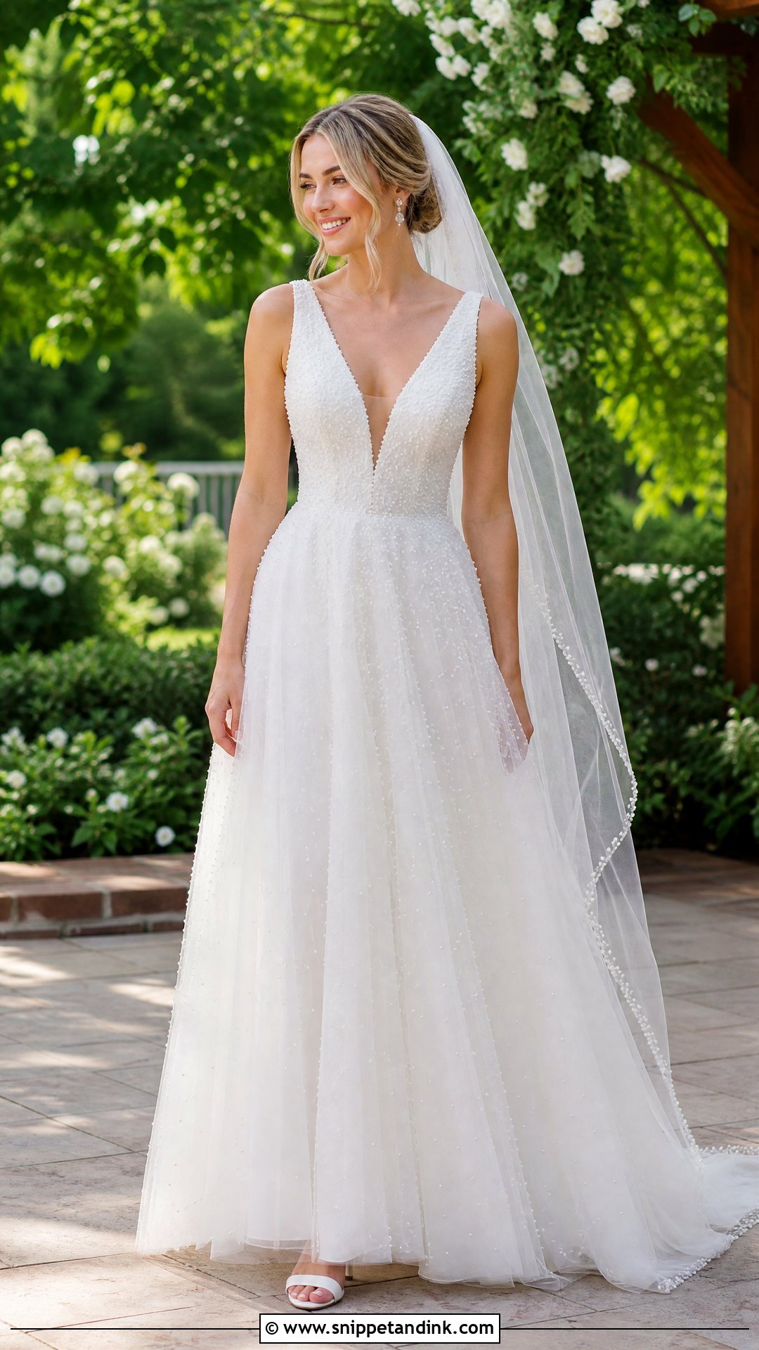 Pearl A Line Bridal Dress - Snippet and Ink - 20 Pearl Bridal Dress Ideas