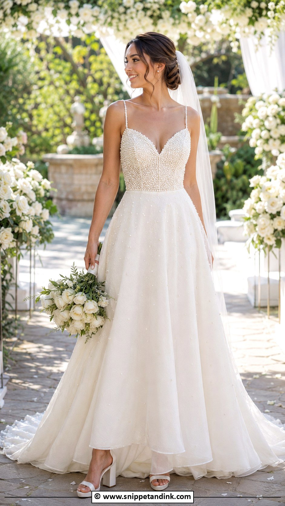 Pearl A Line Wedding Dress - Snippet and Ink - 35 Pearl Wedding Dress Ideas