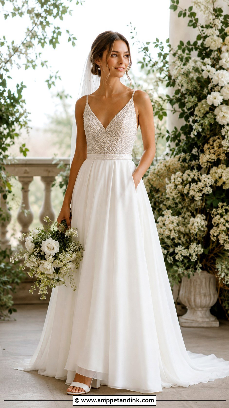 Pearl A Line Wedding Dress - Snippet and Ink - 25 Wedding Dresses with Pearls