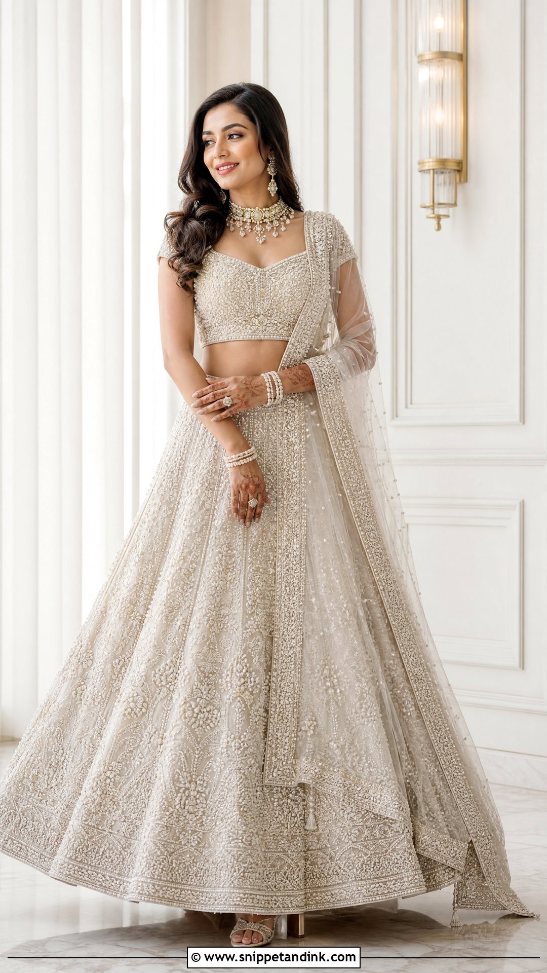 Pearl Aari Work Bridal Lehenga - Snippet and Ink - 25 Bridal Aari Work Ideas