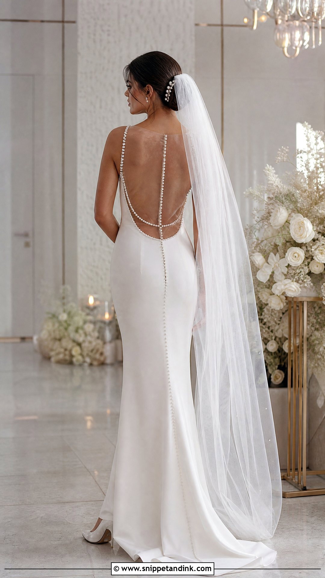 Pearl Backless Bridal Dress - Snippet and Ink - 20 Pearl Bridal Dress Ideas