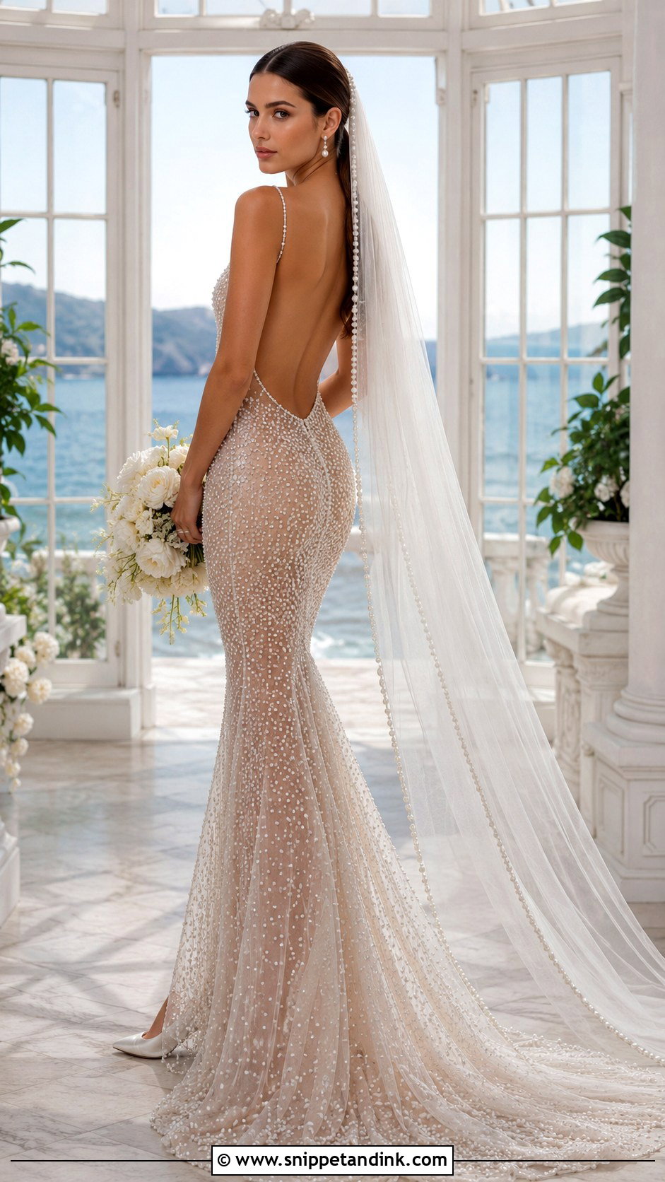 Pearl Backless Mermaid Wedding Dress - Snippet and Ink - 20 Backless Mermaid Wedding Dresses