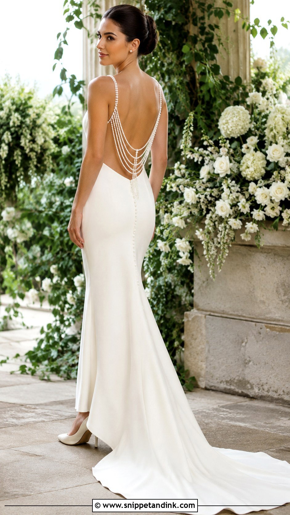 Pearl Backless Wedding Dress - Snippet and Ink - 20 Backless Wedding Ideas