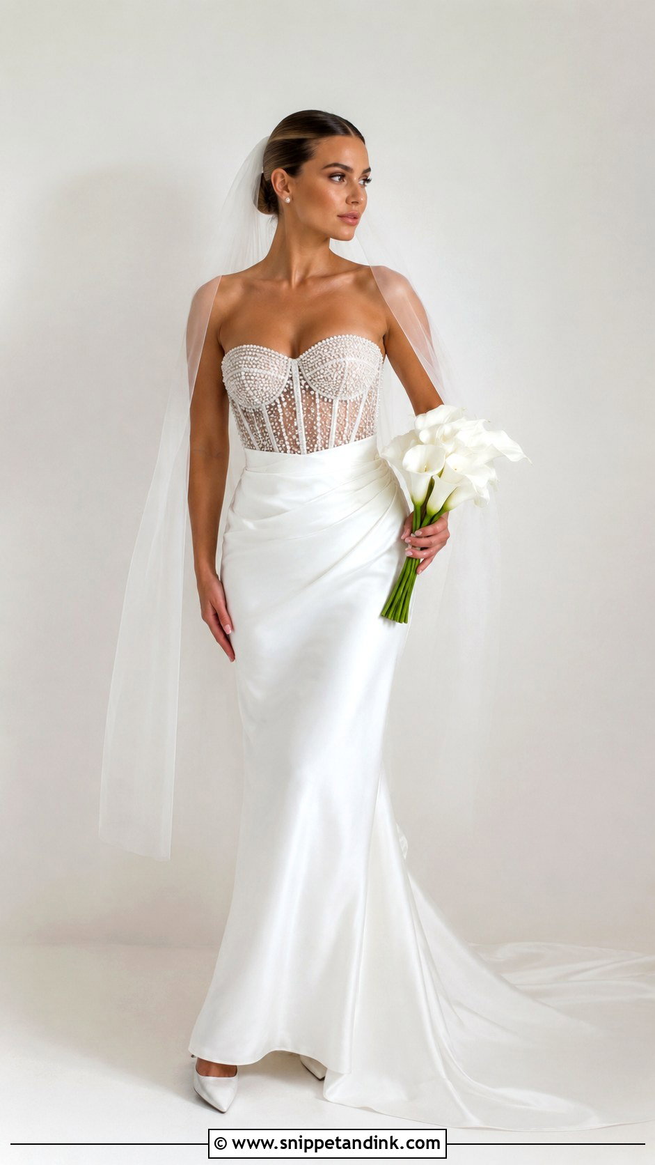 Pearl Balconette Wedding Dress - Snippet and Ink - 20 Balconette Wedding Dress Ideas