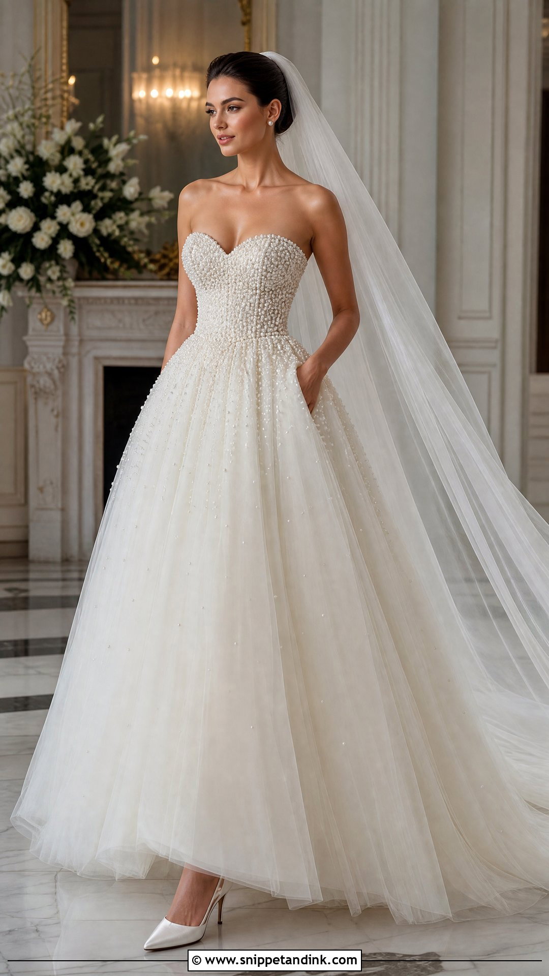 Pearl Ball Gown Bridal Dress - Snippet and Ink - 20 Pearl Bridal Dress Ideas