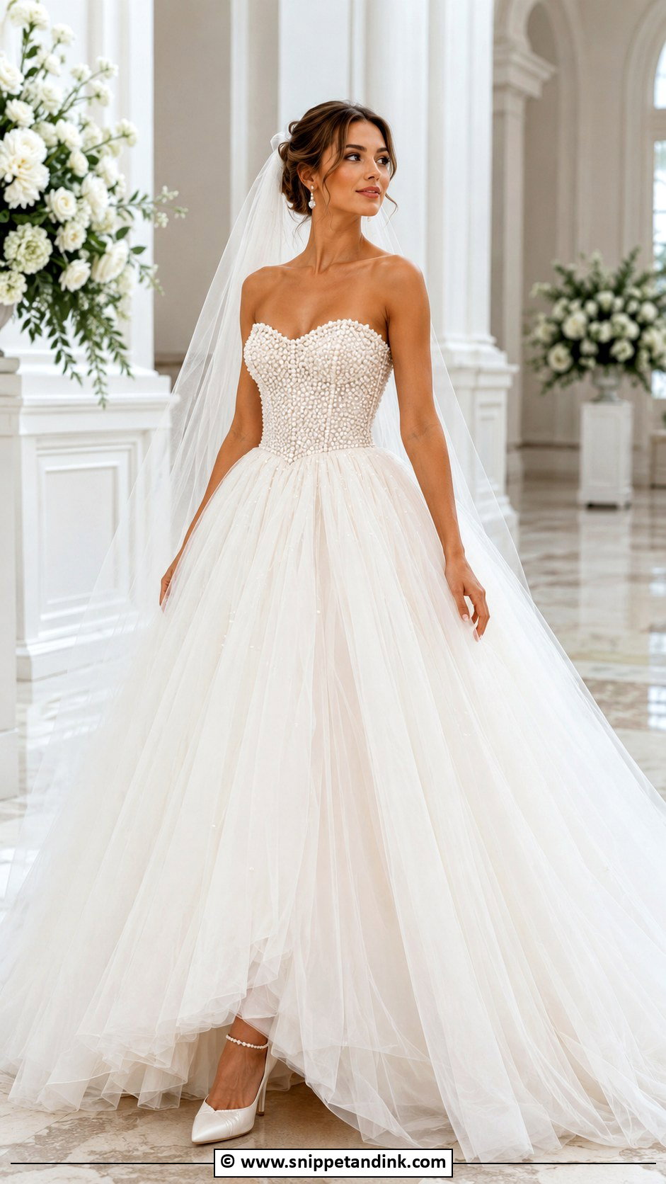 Pearl Ball Gown Wedding Dress - Snippet and Ink - 35 Pearl Wedding Dress Ideas