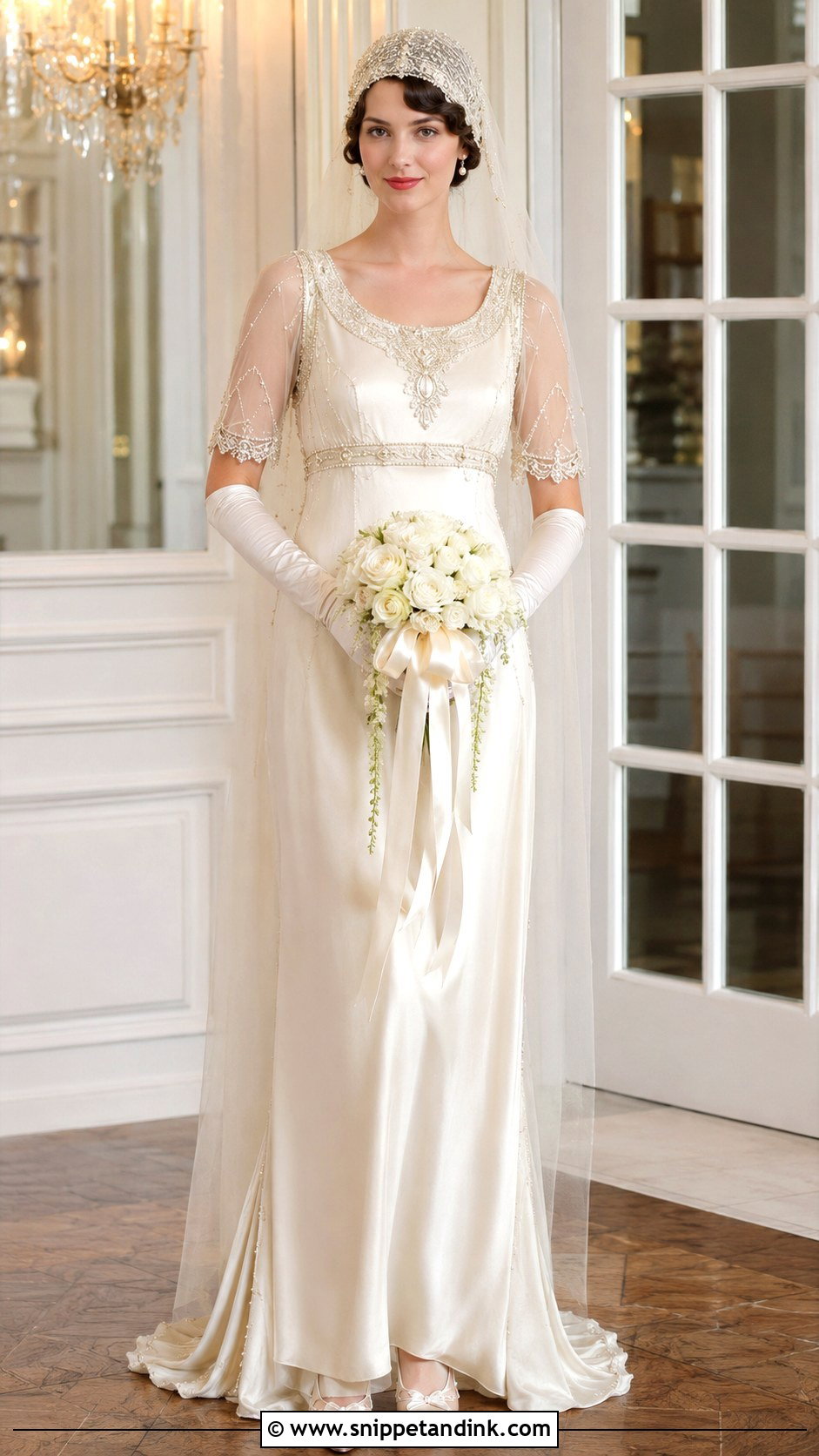 Pearl Beaded 1910s Wedding Dress - Snippet and Ink - 20 1910s Wedding Dress Ideas