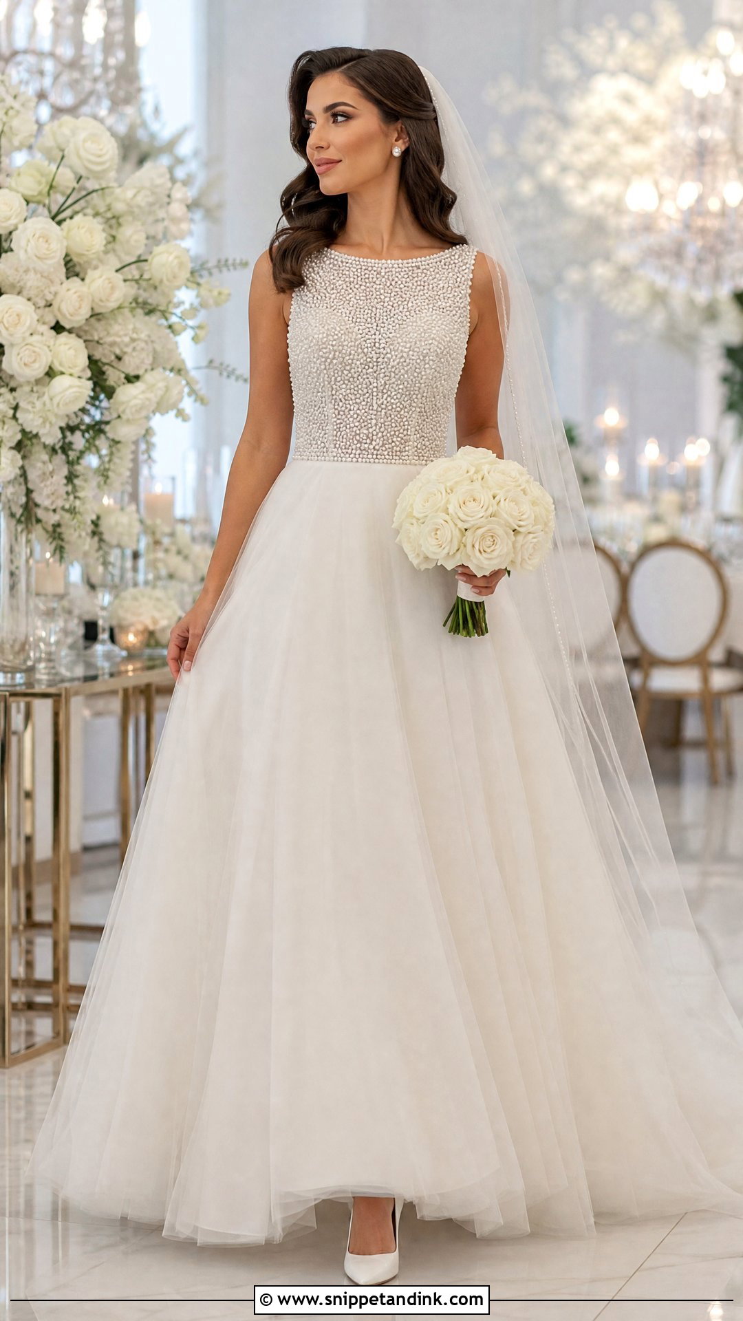 Pearl Beaded A Line Wedding Dress - Snippet and Ink - 25 Aline Wedding Dresses