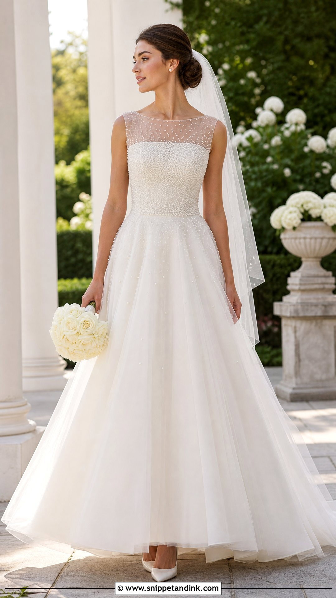 Pearl Beaded A Line Wedding Dress - Snippet and Ink - 20 Pearl Detail Wedding Dress Ideas
