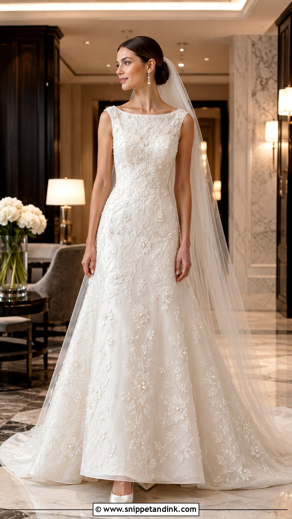 Pearl Beaded Applique Wedding Dress - Snippet and Ink - 20 Applique Wedding Dress Ideas