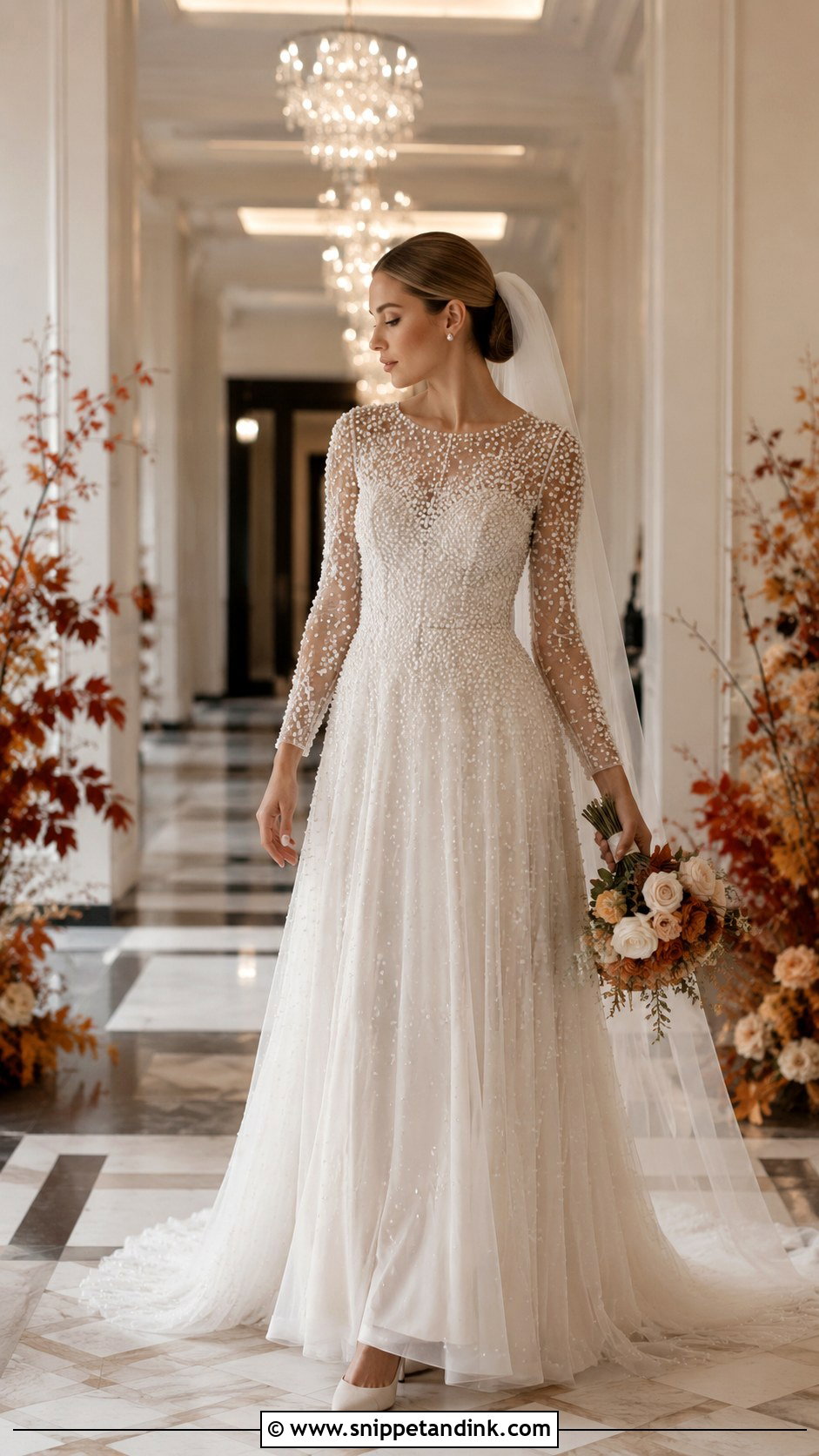 Pearl Beaded Autumn Wedding Dress - Snippet and Ink - 20 Autumn Wedding Dress the Bride Ideas