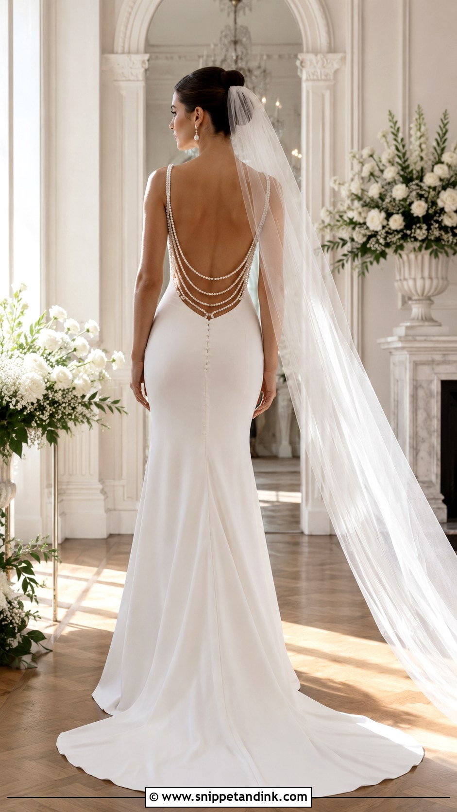 Pearl Beaded Backless Bridal Gown - Snippet and Ink - 20 Backless Bridal Gowns