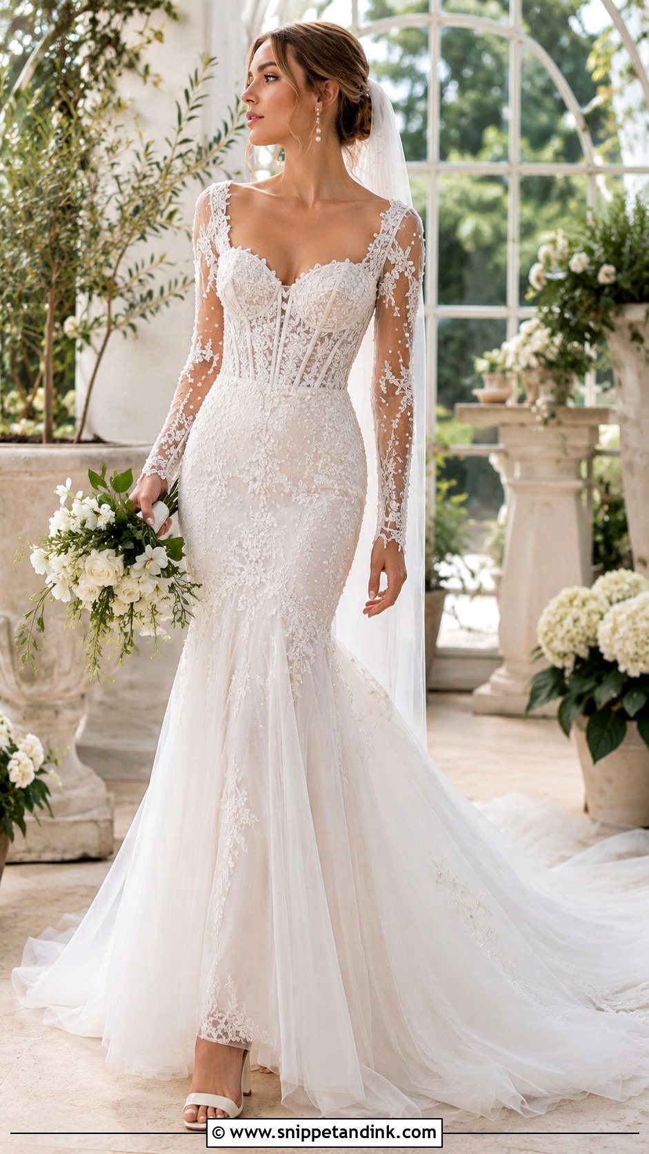 Pearl Beaded Boho Mermaid Wedding Dress - Snippet and Ink - 20 Boho Mermaid Wedding Dress Ideas