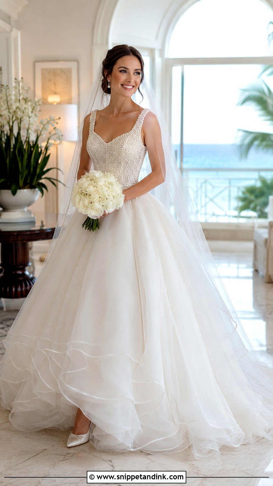 Pearl Beaded Cinderella Gown - Snippet and Ink - 20 Cinderella Gown Wedding Ideas