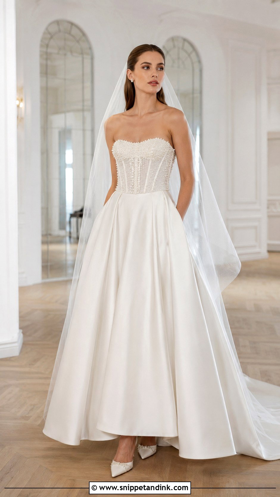 Pearl Beaded Corset Bridal Gown - Snippet and Ink - 20 Corset Bridal Gown Ideas