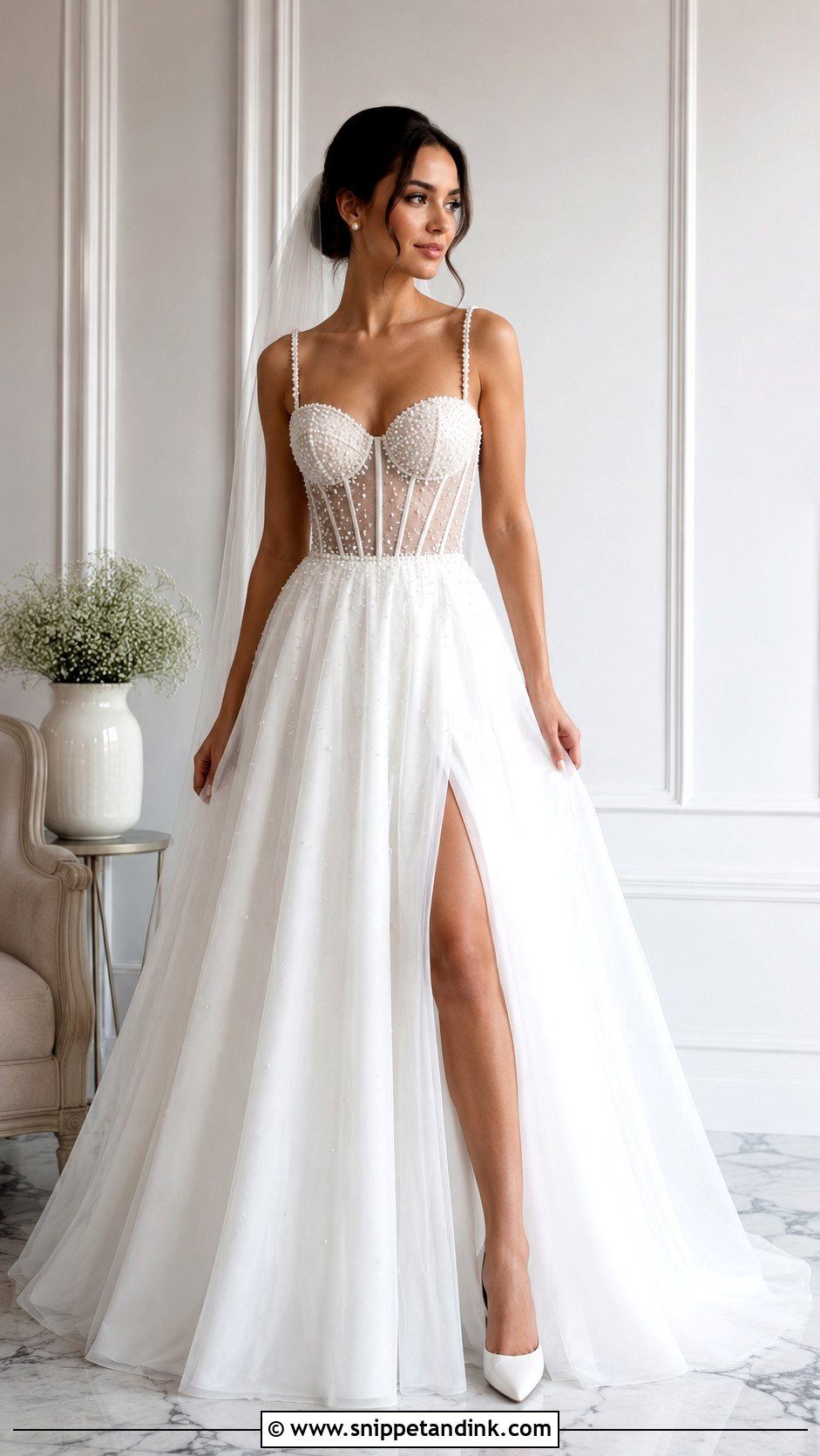 Pearl Beaded Corset Wedding Dress - Snippet and Ink - 25 Pearl Beaded Wedding Dress Ideas