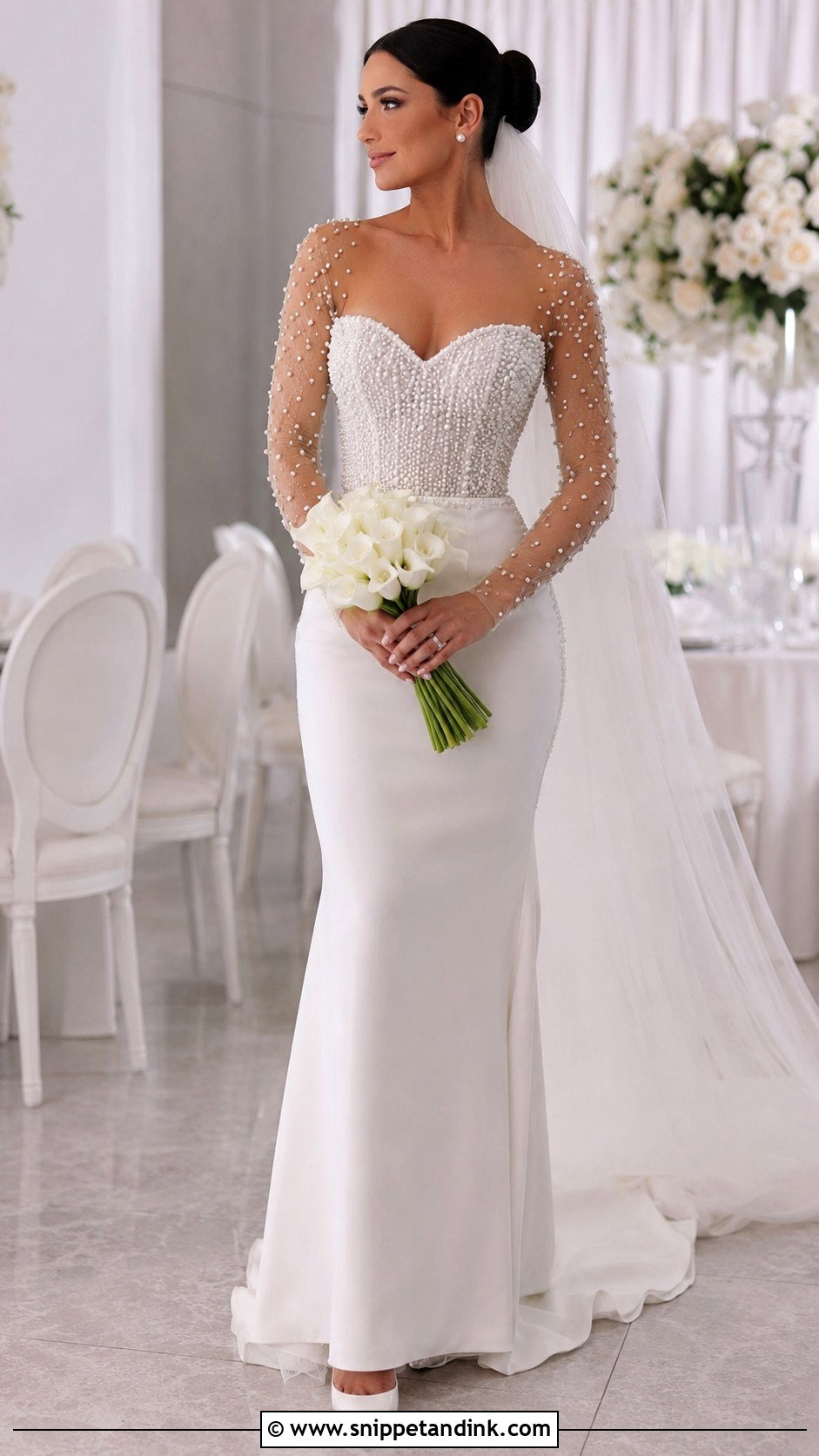 Pearl Beaded Fitted Wedding Gown - Snippet and Ink - 20 Fitted Wedding Gown Ideas