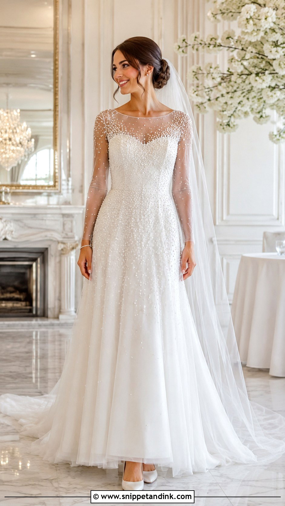 Pearl Beaded Formal Bridal Dress - Snippet and Ink - 20 Formal Bridal Dress Ideas