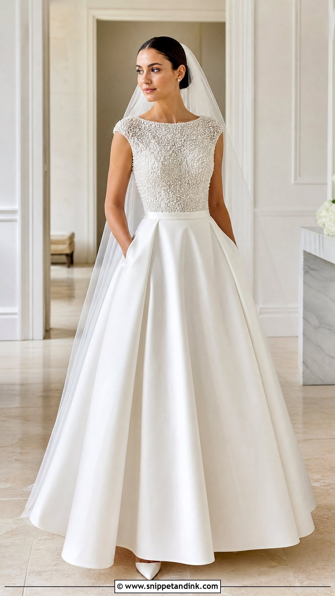 Pearl Beaded Full Skirt Wedding Dress - Snippet and Ink - 20 Full Skirt Wedding Dress Ideas
