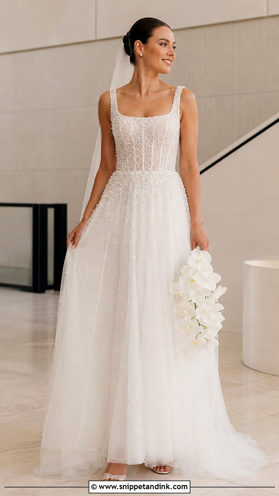 Pearl Beaded Giselle Wedding Dress - Snippet and Ink - 20 Giselle Wedding Dress Ideas