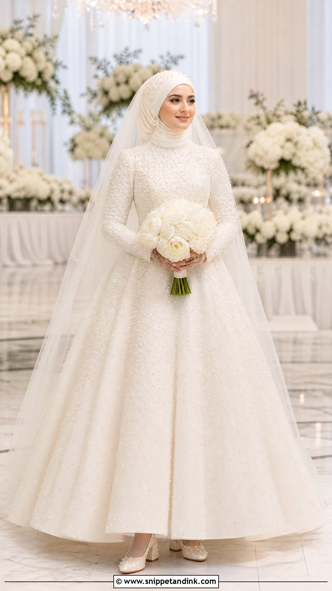 Pearl Beaded Islamic Bridal Dress - Snippet and Ink - 25 Islamic Bridal Dress Ideas