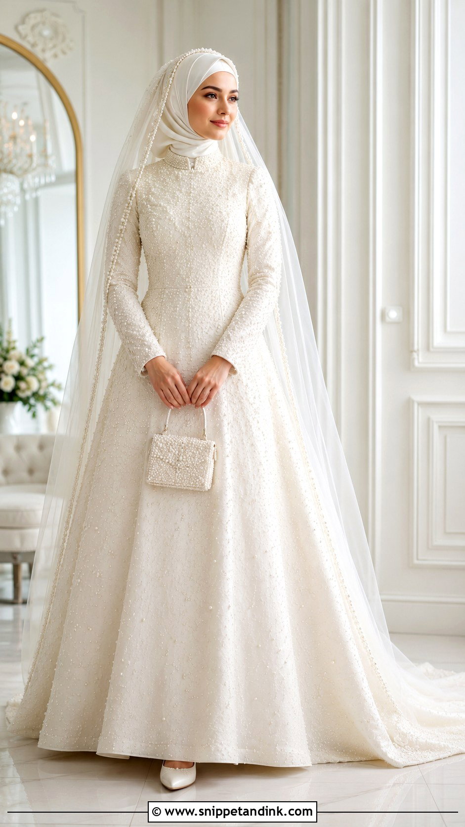 Pearl Beaded Islamic Wedding Dress - Snippet and Ink - 20 Islam Wedding Dress Ideas