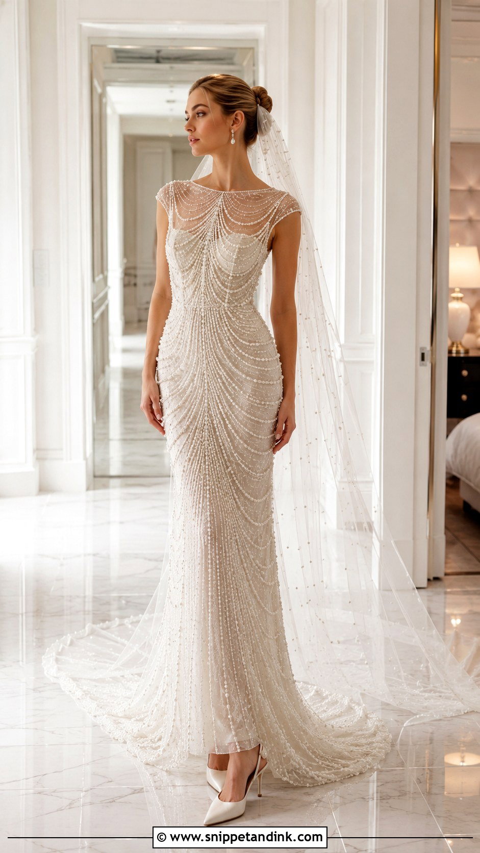 Pearl Beaded Jellyfish Wedding Dress - Snippet and Ink - 20 Jellyfish Wedding Dress Ideas