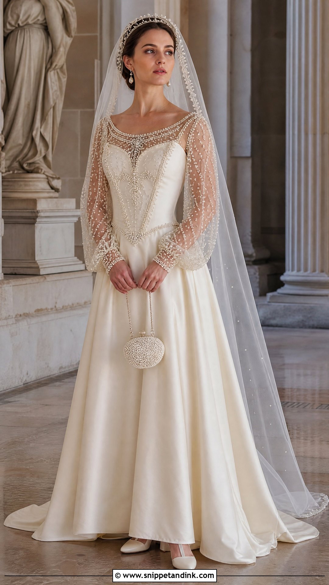 Pearl Beaded Medieval Queen Wedding Dress - Snippet and Ink - 20 Medieval Queen Wedding Dress Ideas