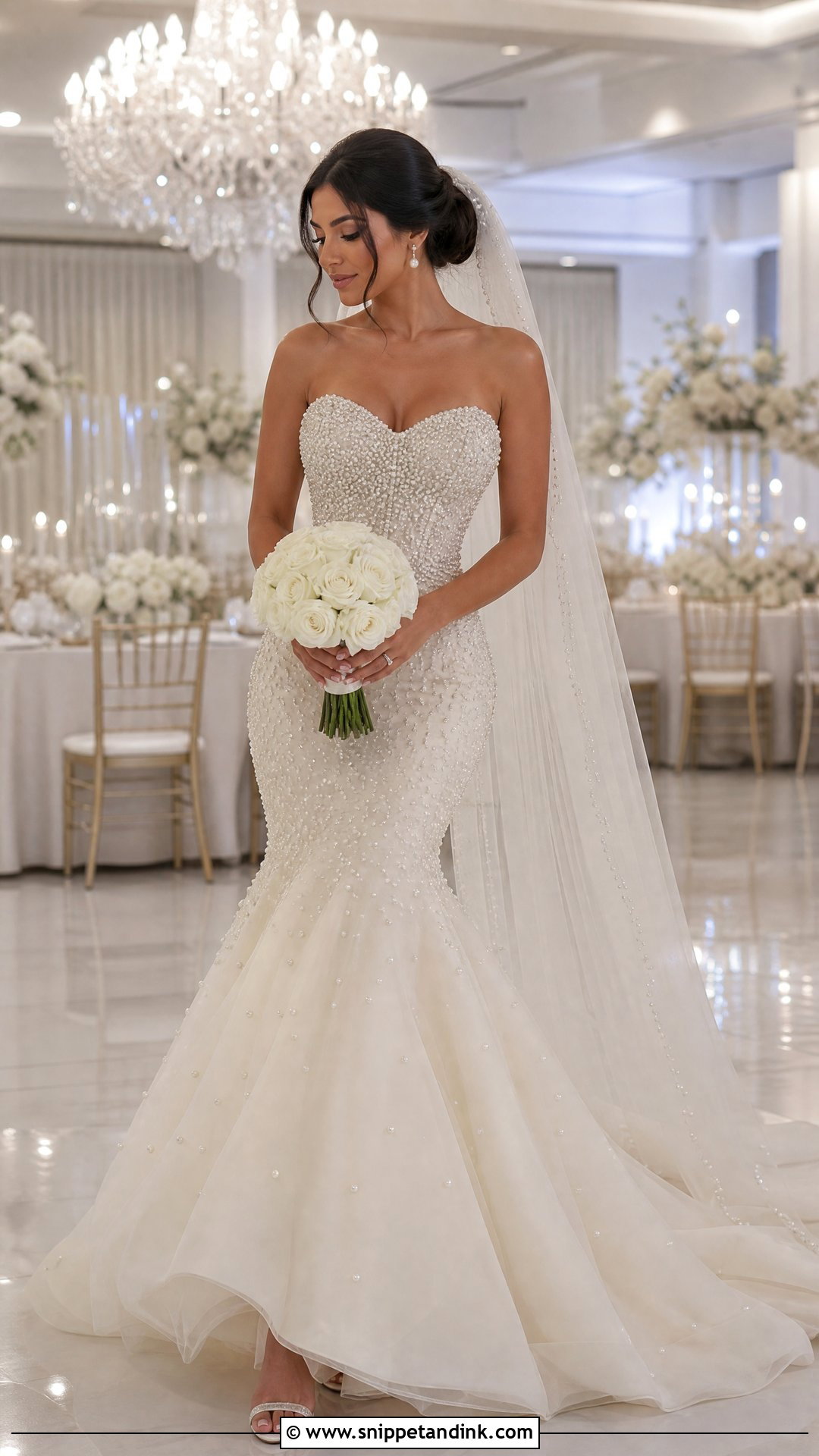 Pearl Beaded Mermaid Wedding Dress - Snippet and Ink - 25 Mermaid Bride Dress Ideas