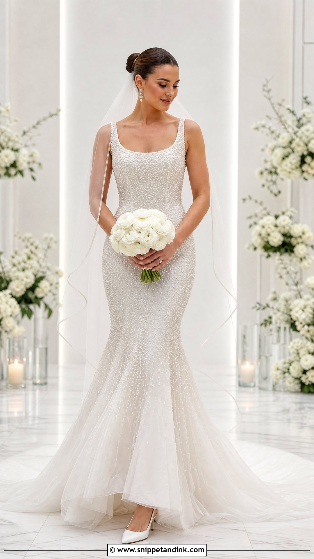 Pearl Beaded Mermaid Wedding Dress - Snippet and Ink - 20 Sparkly Wedding Dress Mermaid Ideas