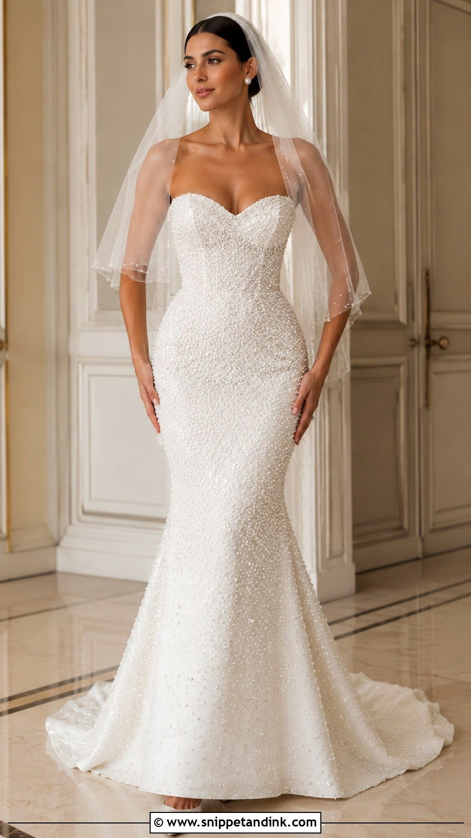 Pearl Beaded Mermaid Wedding Dress - Snippet and Ink - 25 Pearl Beaded Wedding Dress Ideas