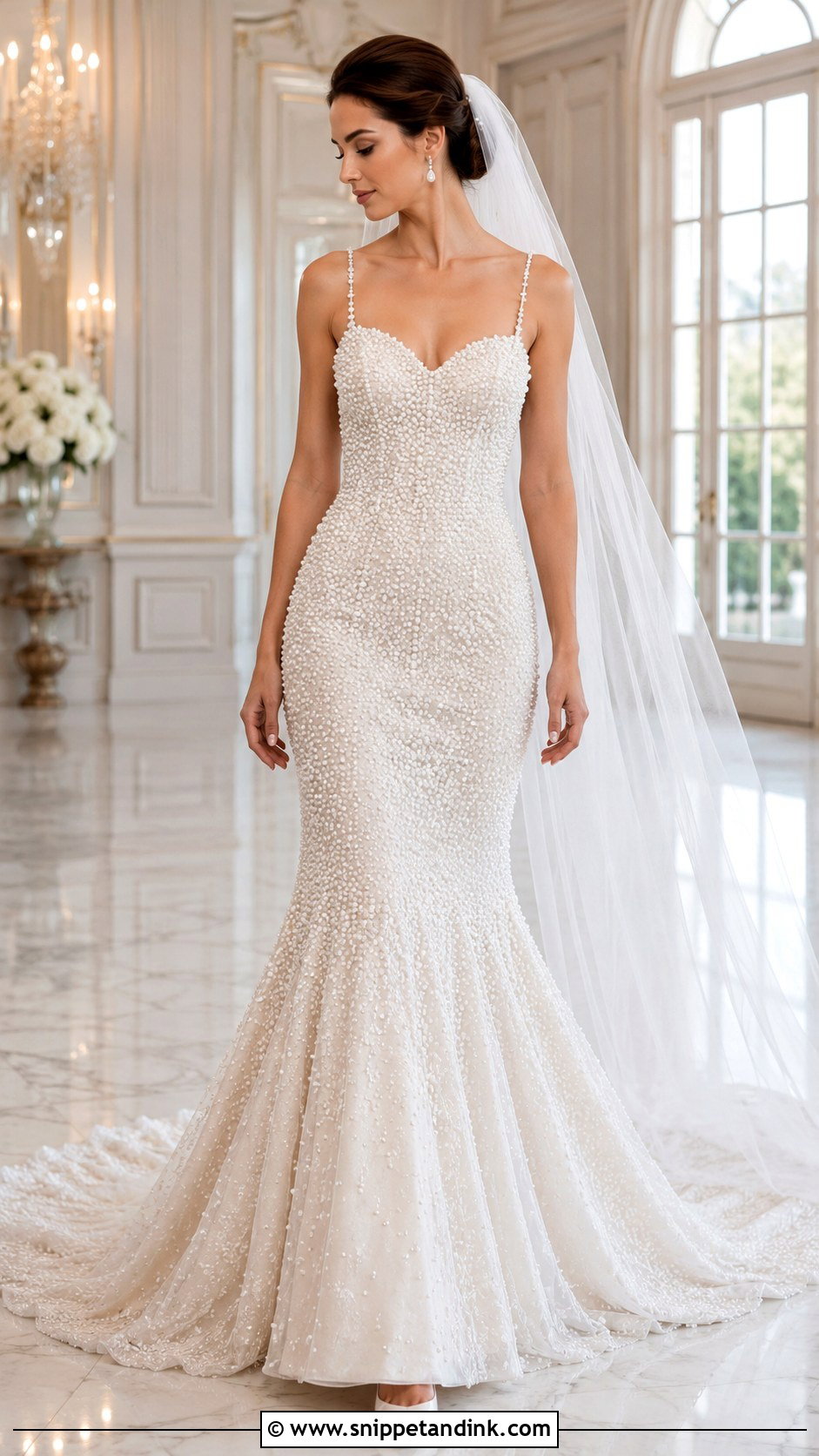 Pearl Beaded Mermaid Wedding Gown - Snippet and Ink - 20 Mermaid Wedding Gowns
