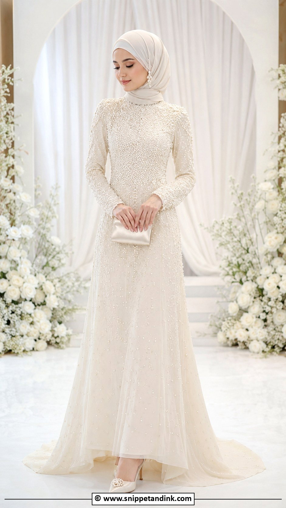 Pearl Beaded Nikah Gown - Snippet and Ink - 30 Muslim Nikah Dresses