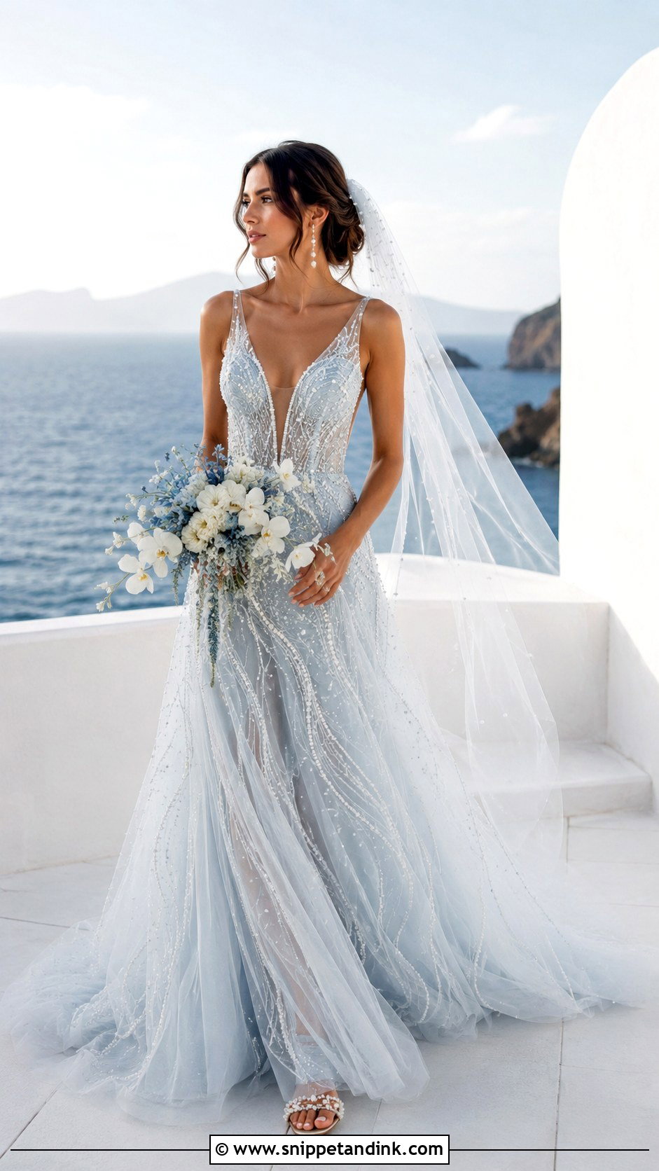 Pearl Beaded Ocean Wedding Dress - Snippet and Ink - 20 Nature Inspired Wedding Dress Ideas
