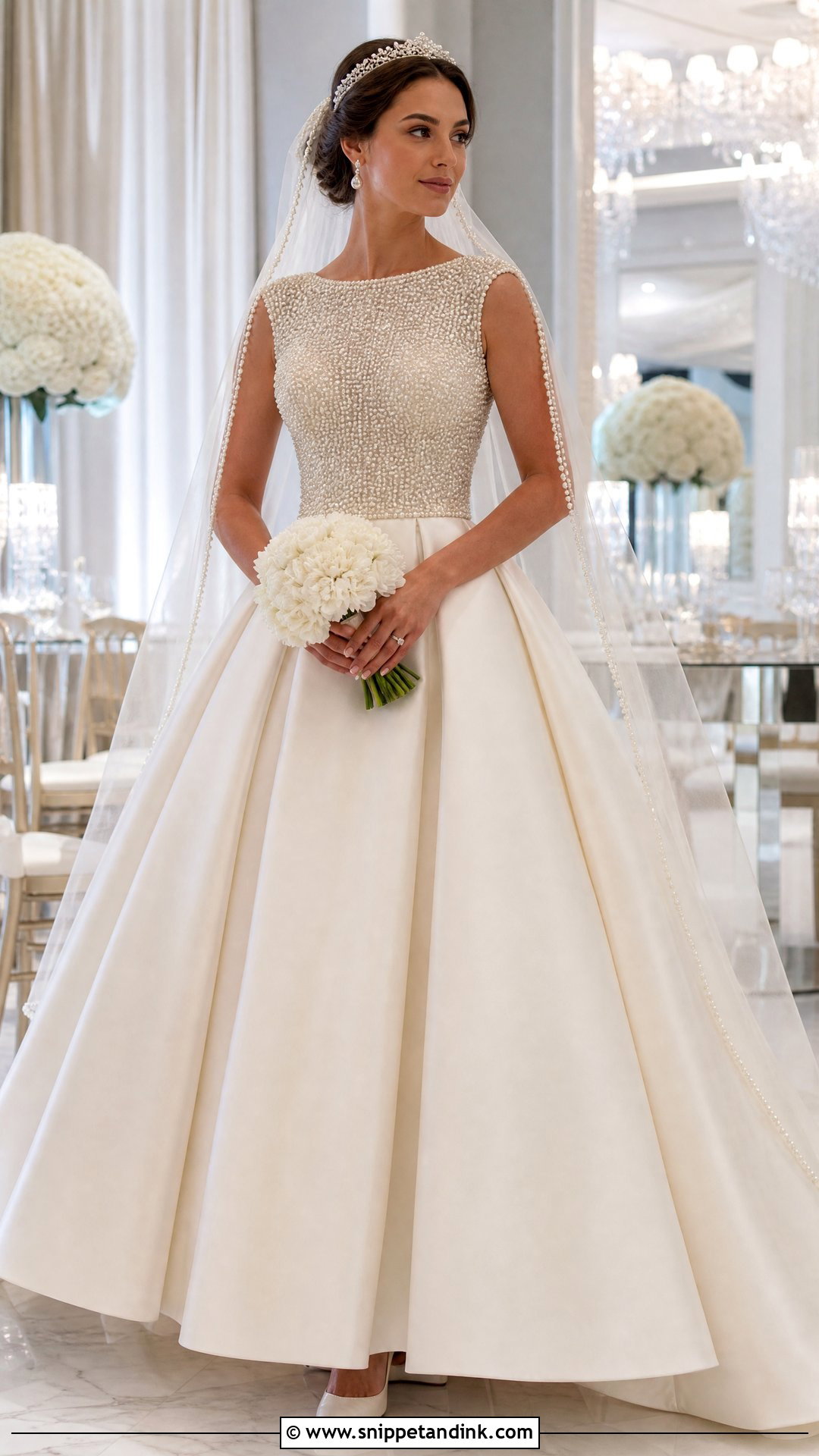 Pearl Beaded Princess Wedding Dress - Snippet and Ink - 20 Royal Princess Wedding Dresses