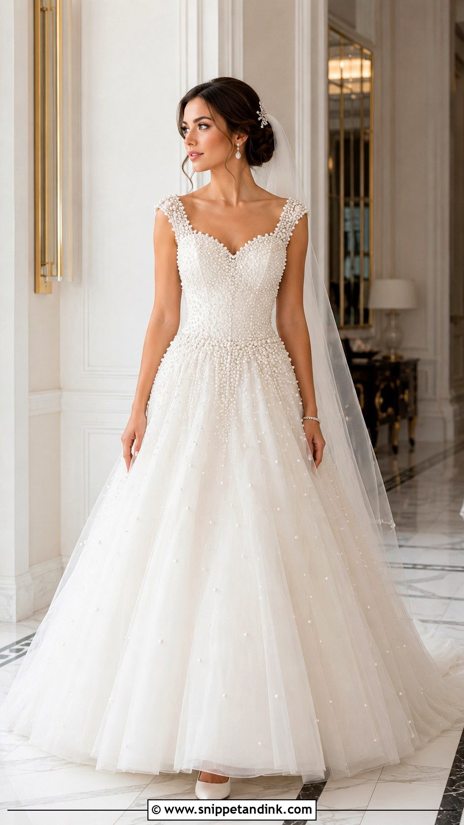 Pearl Beaded Princess Wedding Dress - Snippet and Ink - 20 Big Poofy Princesses Wedding Dresses