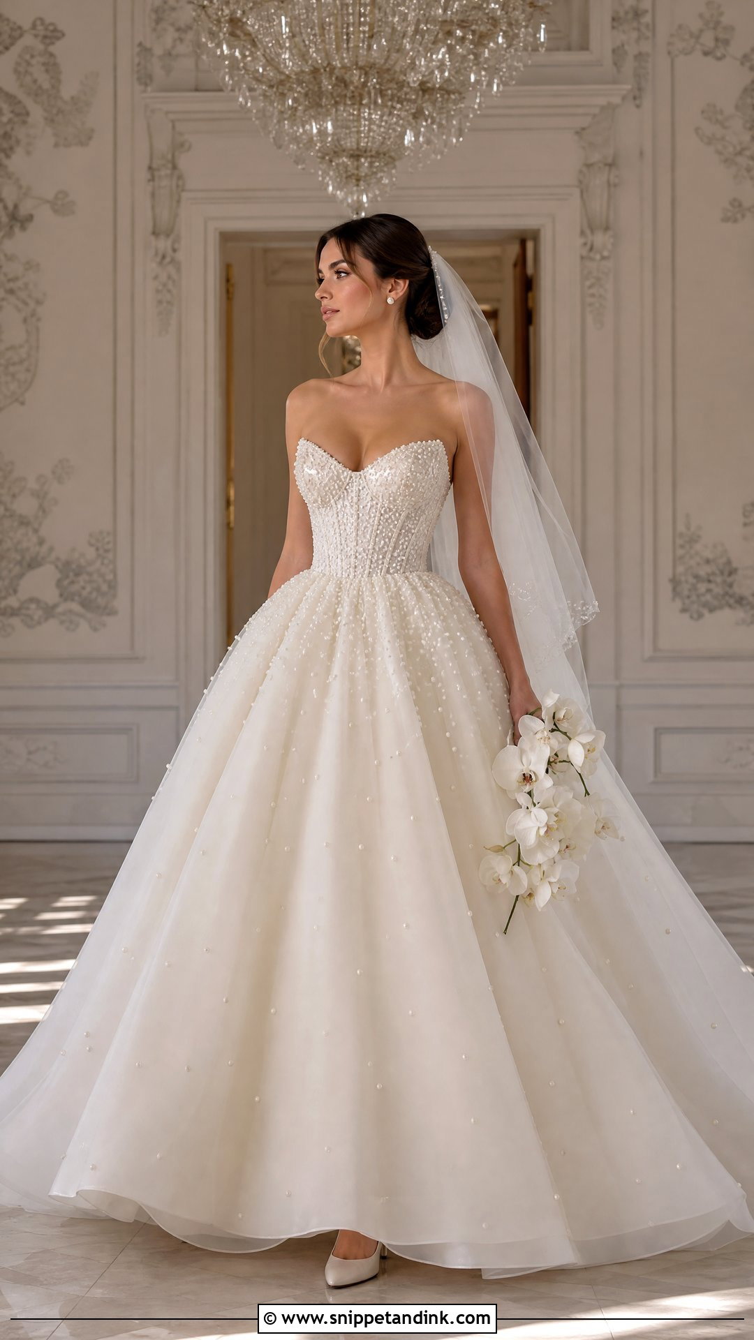 Pearl Beaded Puffy Princess Wedding Dress - Snippet and Ink - 20 Puffy Wedding Dresses Princesses