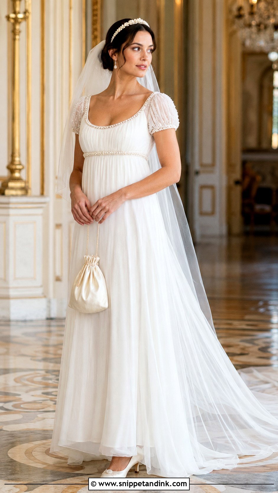 Pearl Beaded Regency Era Wedding Dress - Snippet and Ink - 20 Regency Era Wedding Dress Ideas