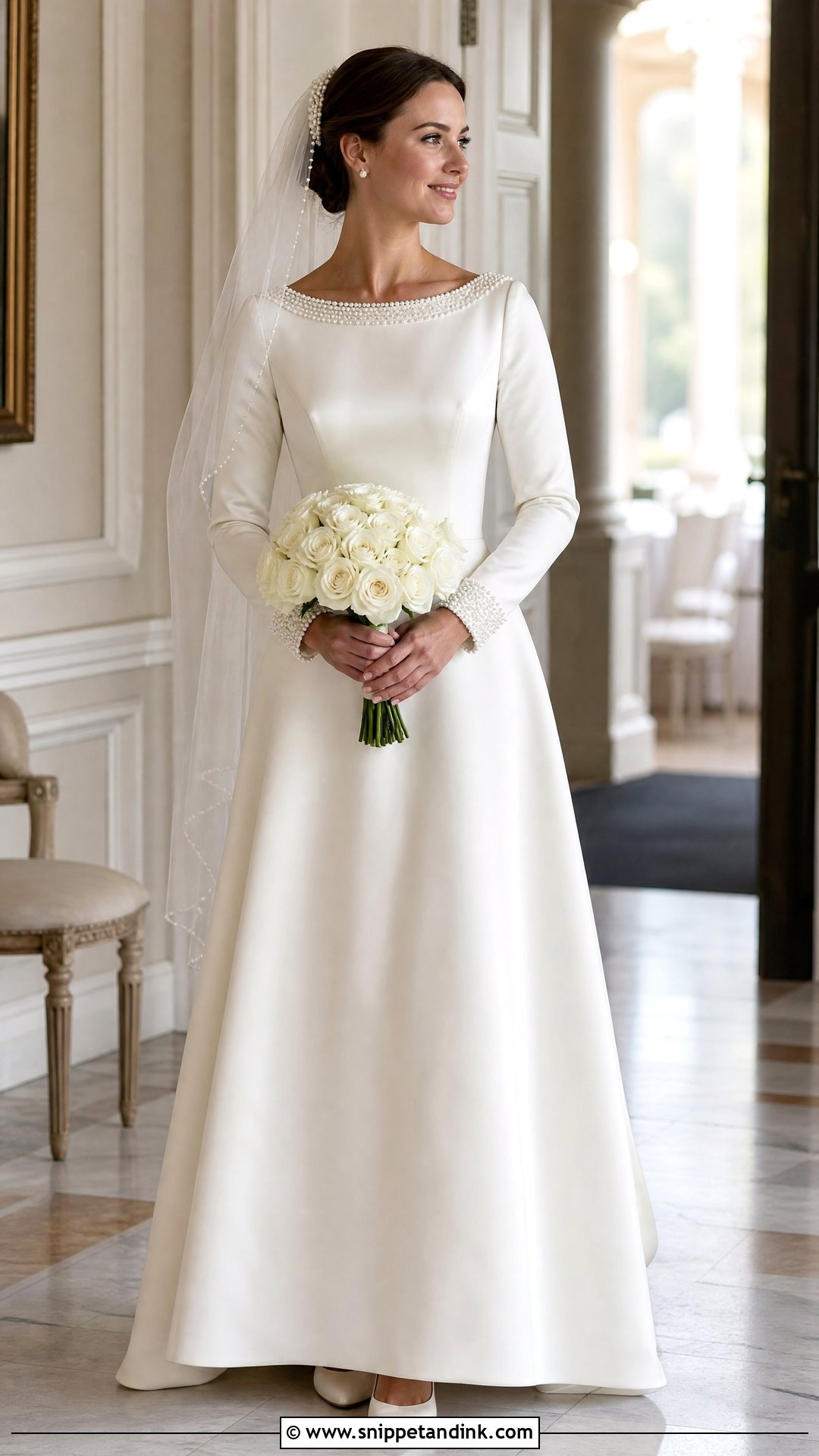 Pearl Beaded Satin Wedding Dress - Snippet and Ink - 20 Vintage Silk Satin Wedding Dress Bridal Gowns