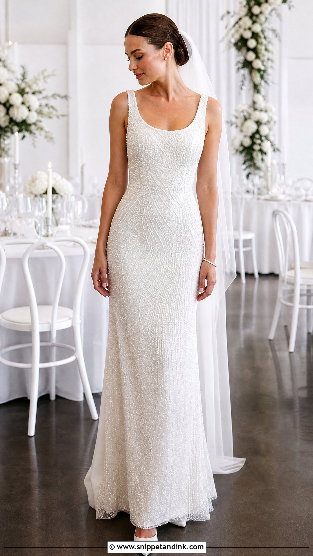 Pearl Beaded Sleeveless Wedding Dress - Snippet and Ink - 20 Wedding Dresses No Sleeves