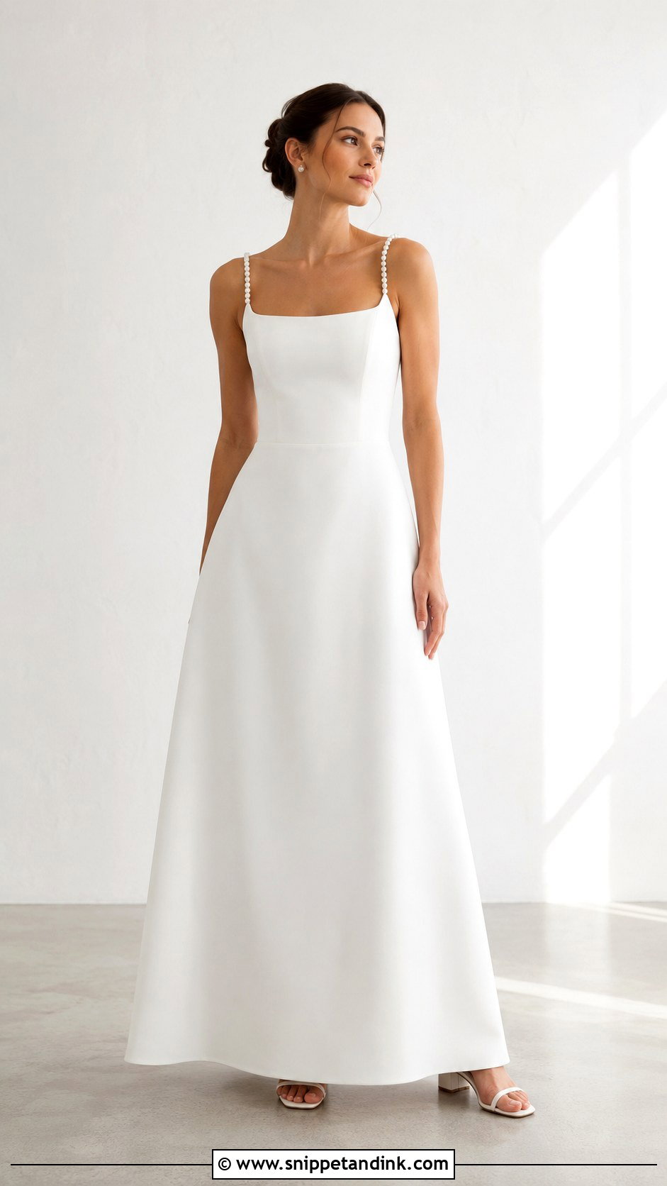 Pearl Beaded Square Neck Wedding Dress - Snippet and Ink - 25 Pearl Beaded Wedding Dress Ideas