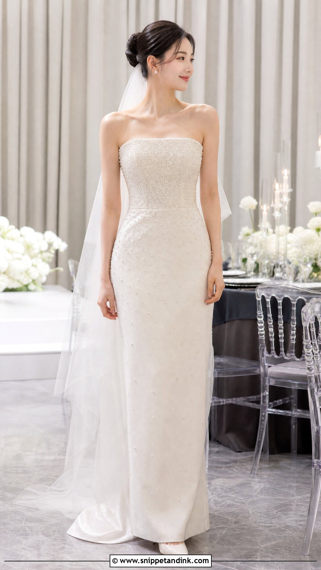 Pearl Beaded Tube Wedding Gown - Snippet and Ink - 20 Tube Wedding Gown Ideas