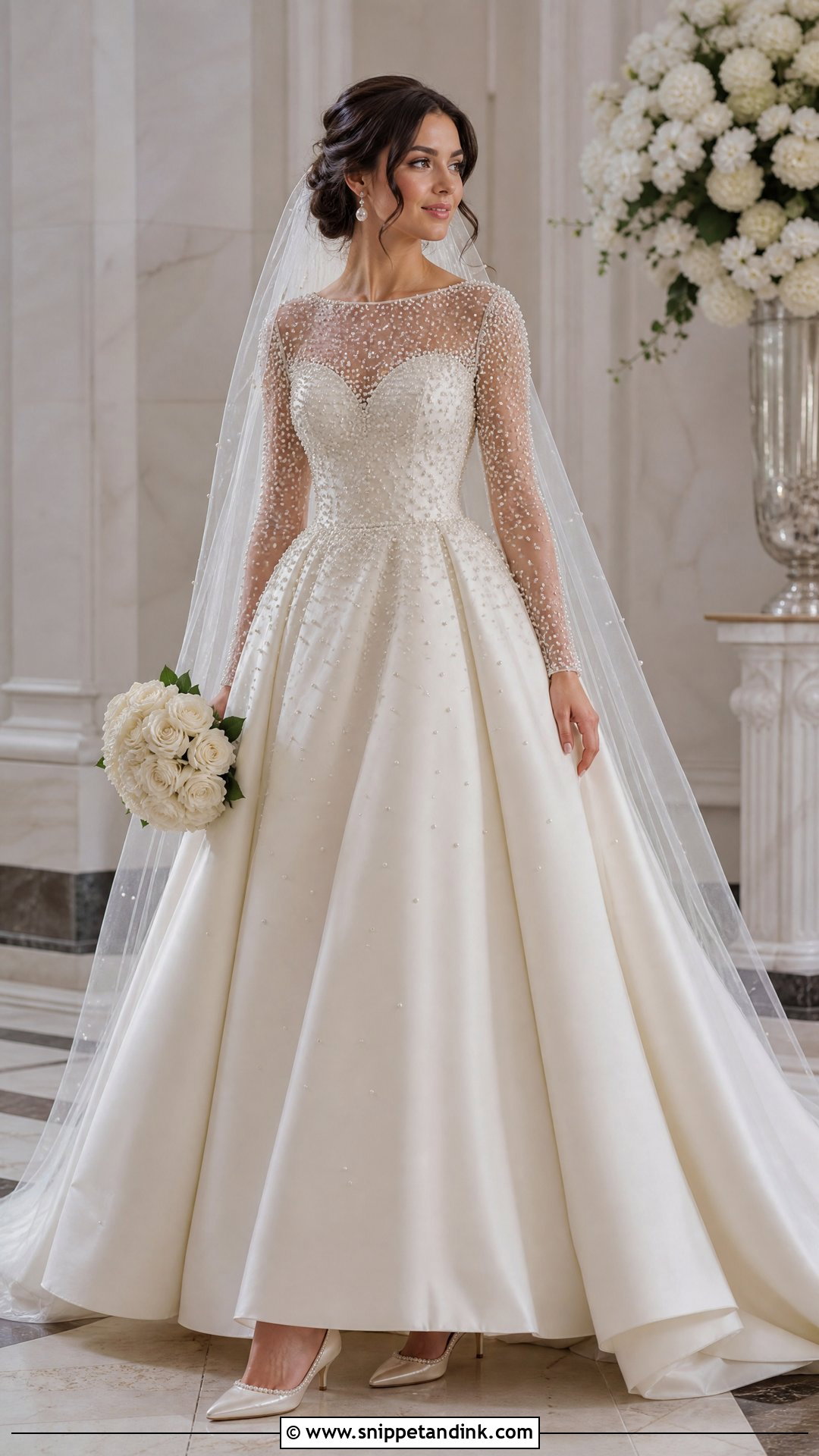 Pearl Beaded Vintage Ballgown Wedding Dress - Snippet and Ink - 20 Vintage Ballgown Wedding Dress Ideas