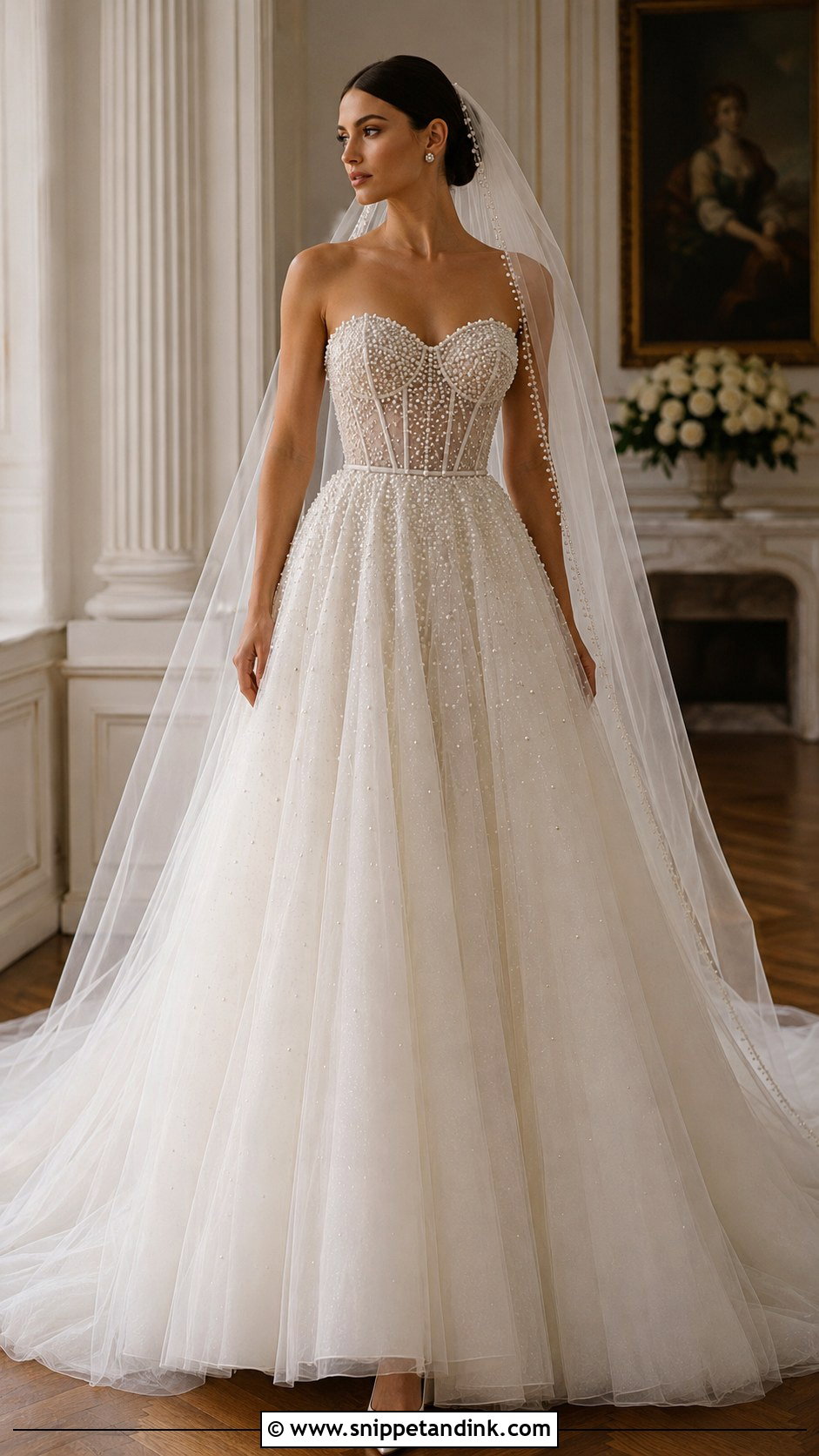 Pearl Beaded Wedding Dress - Snippet and Ink - 20 Fairy Tail Wedding Dress Ideas