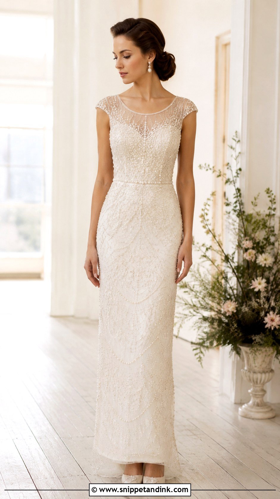 Pearl Beaded Wedding Dress - Snippet and Ink - 25 20s Wedding Dress Ideas