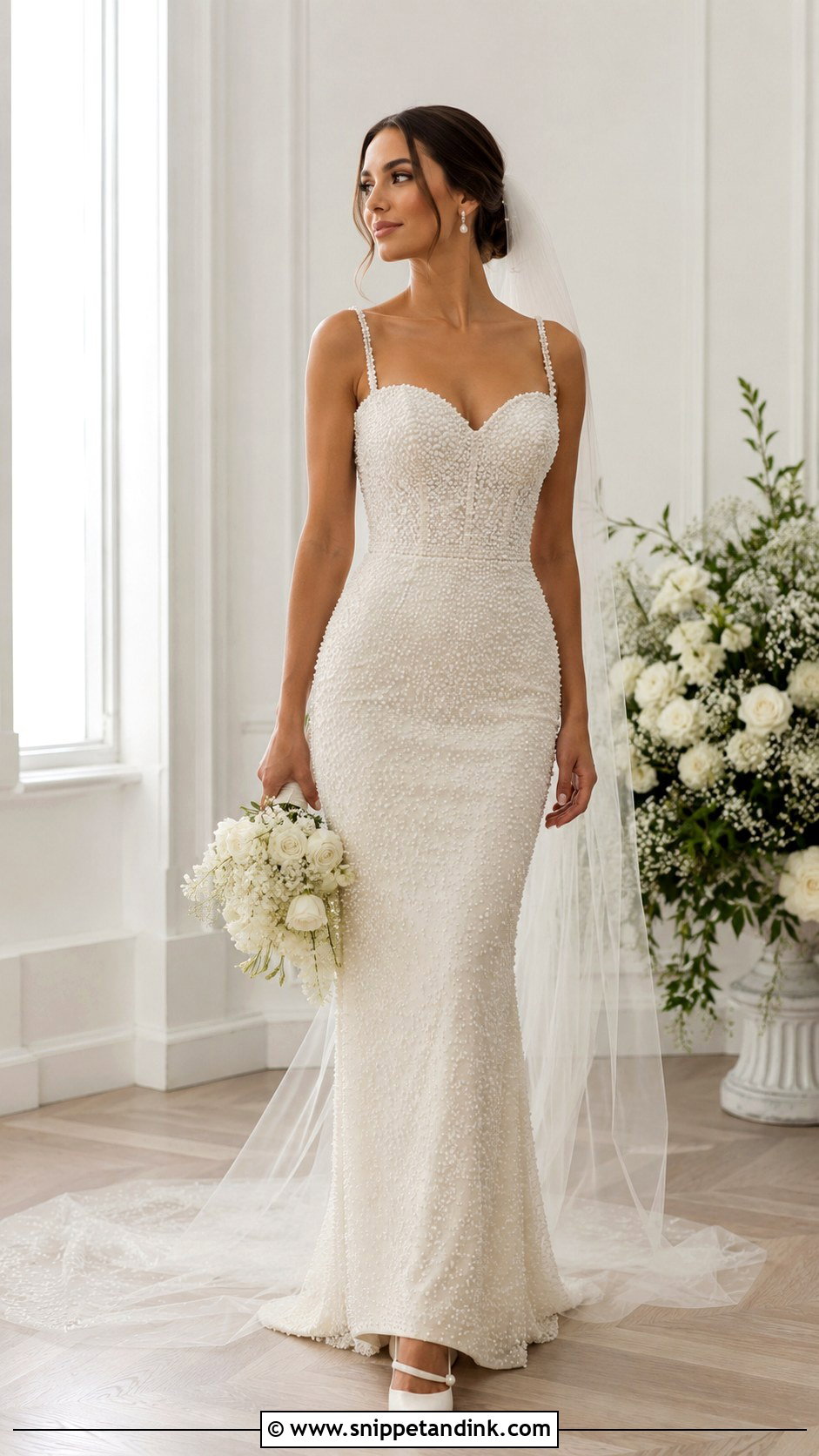 Pearl Beaded Wedding Dress - Snippet and Ink - 25 Bling Wedding Dress Ideas