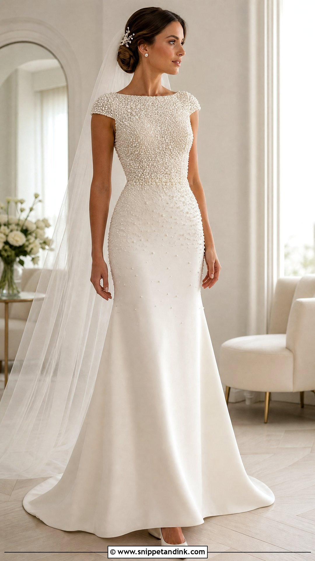 Pearl Beaded Wedding Dress - Snippet and Ink - 20 Feminine Wedding Dress Ideas