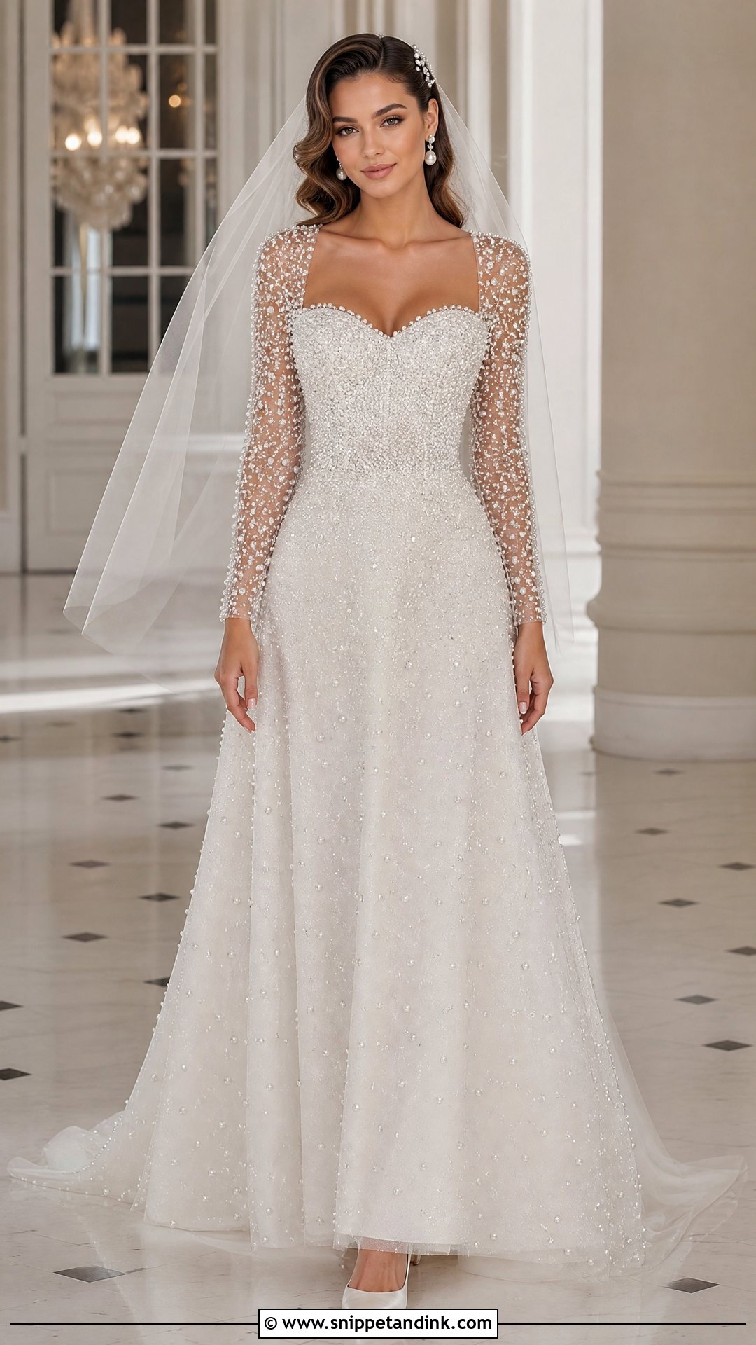 Pearl Beaded Wedding Dress - Snippet and Ink - 20 Hollywood Glam Wedding Dress Ideas